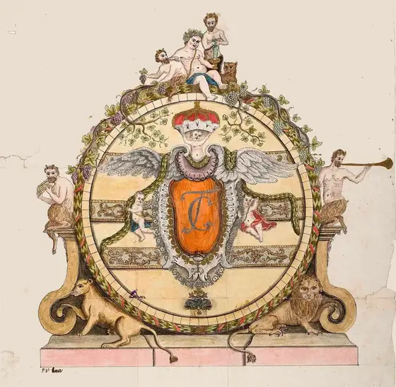 Historische Darstellung des Großen Fasses im Heidelberger Schloss